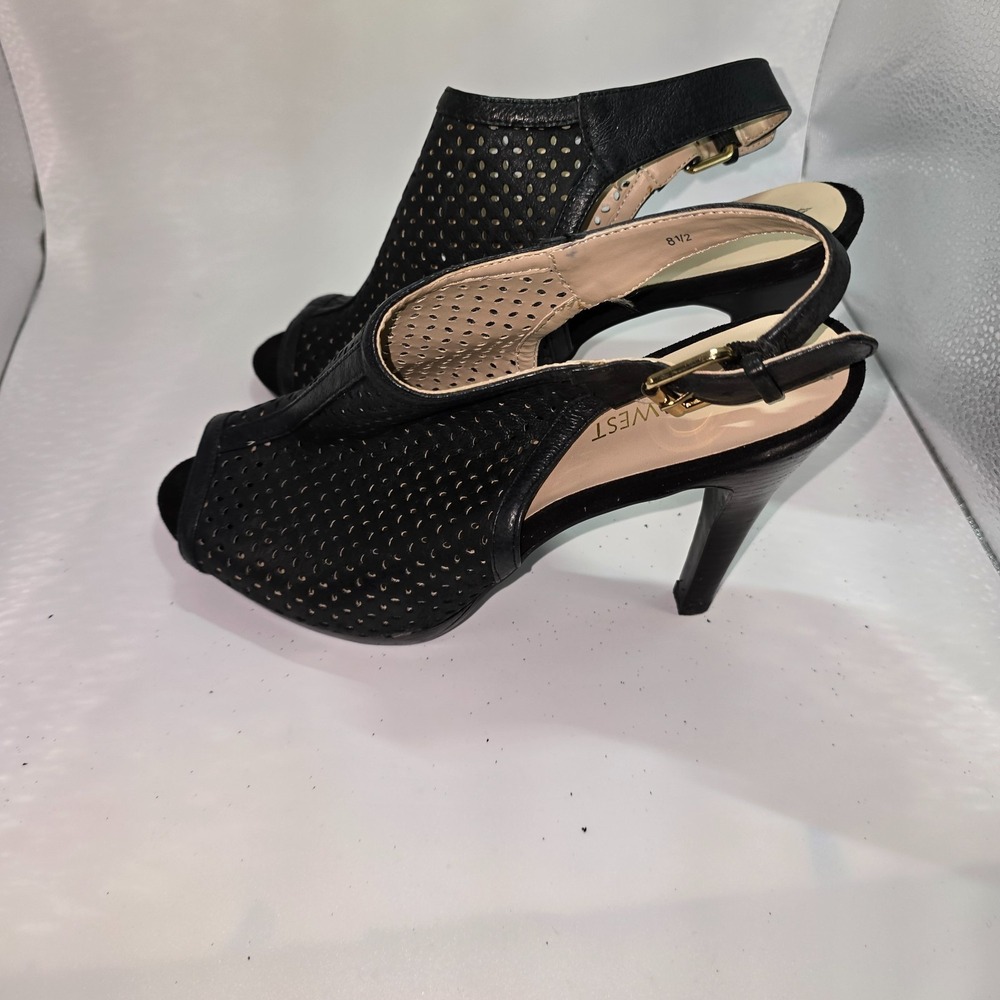 Nine West Womens Black Peep Toe Pumps Heels Size 8.5
